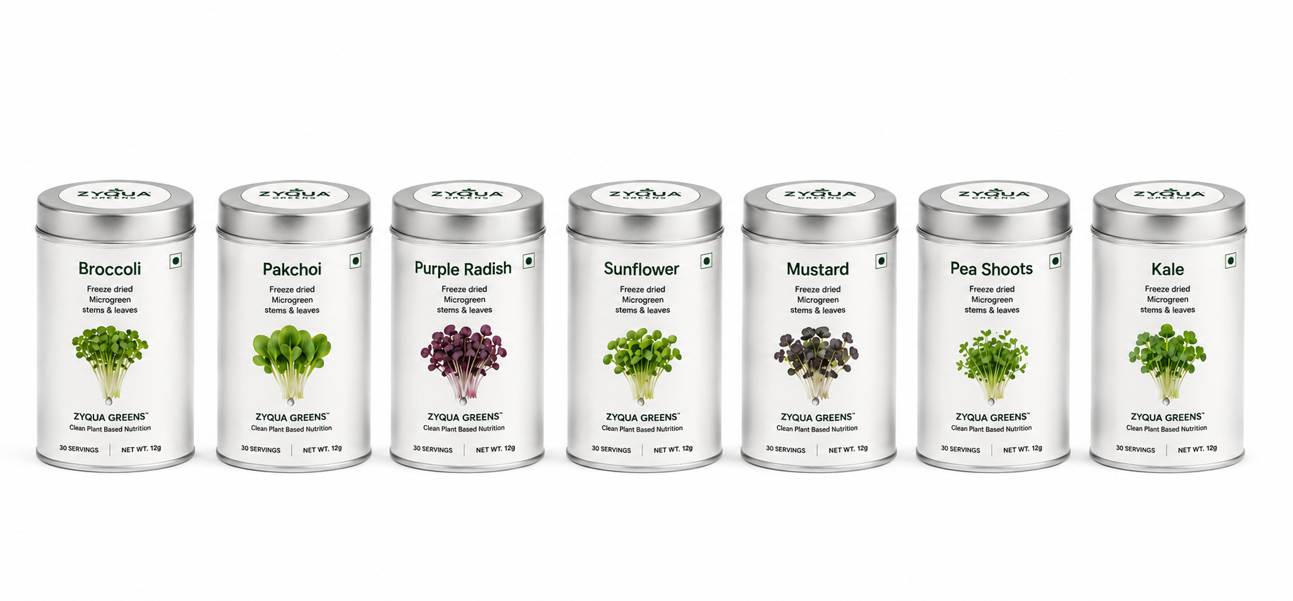 Freeze-dried microgreens whole leaf and stems format